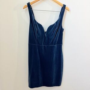 NWT Express Midnight Blue Velvet Sleeveless‎ Wired V-Neck Bodycon Dress - 10